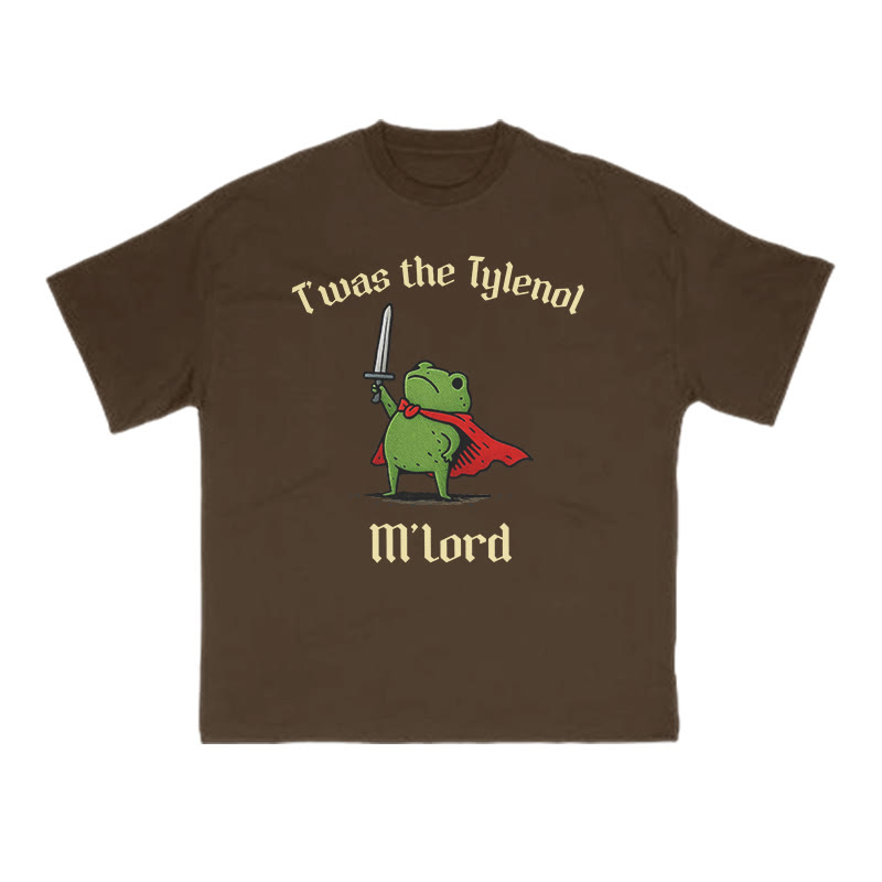 Unisex T'was The Tylenol M'lord Armored Frog Print T-shirt - Coffee - US16-18(2XL) - image 7