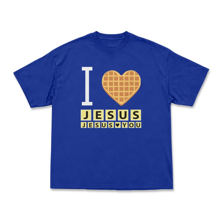 I Heart Jesus Graphic Casual Crew Neck T Shirt - Blue - US16-18(2XL) - image 5
