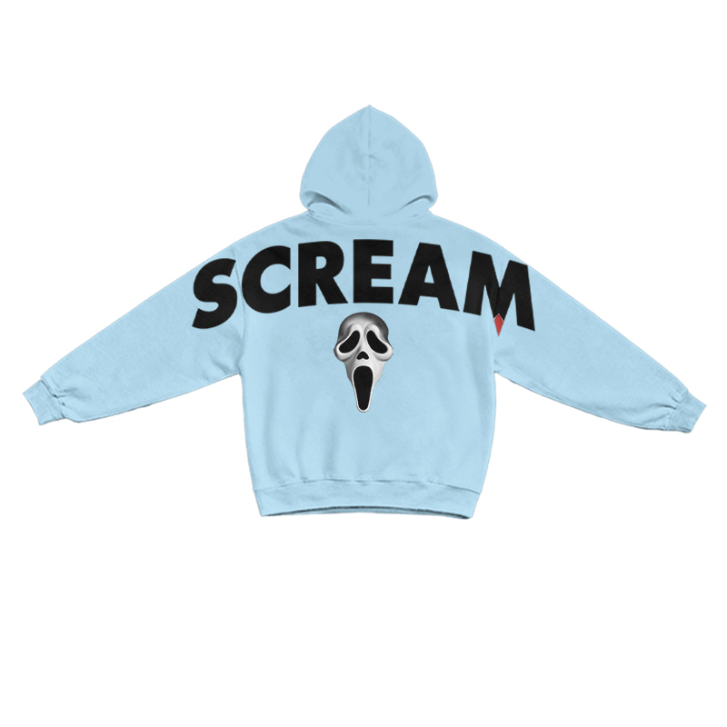 Gothic SCREAM Letter Print Long Sleeve Hoodie - Blue - US16-18(2XL) - image 4