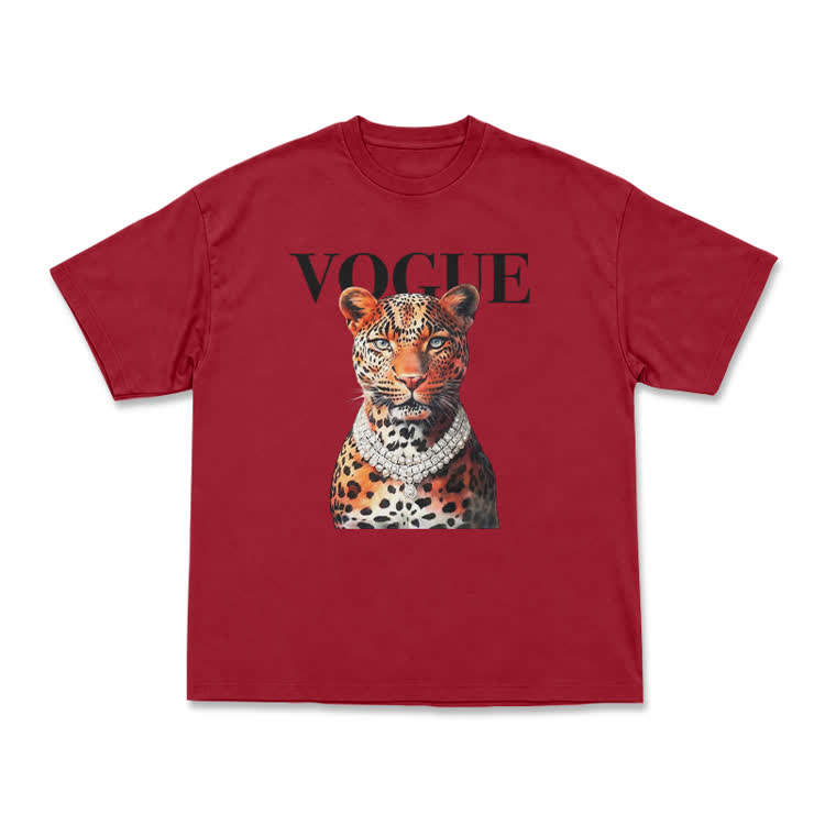 Vogue Pearl Leopard Oversized Graphic T Shirt - Red - US16-18(2XL) - image 14