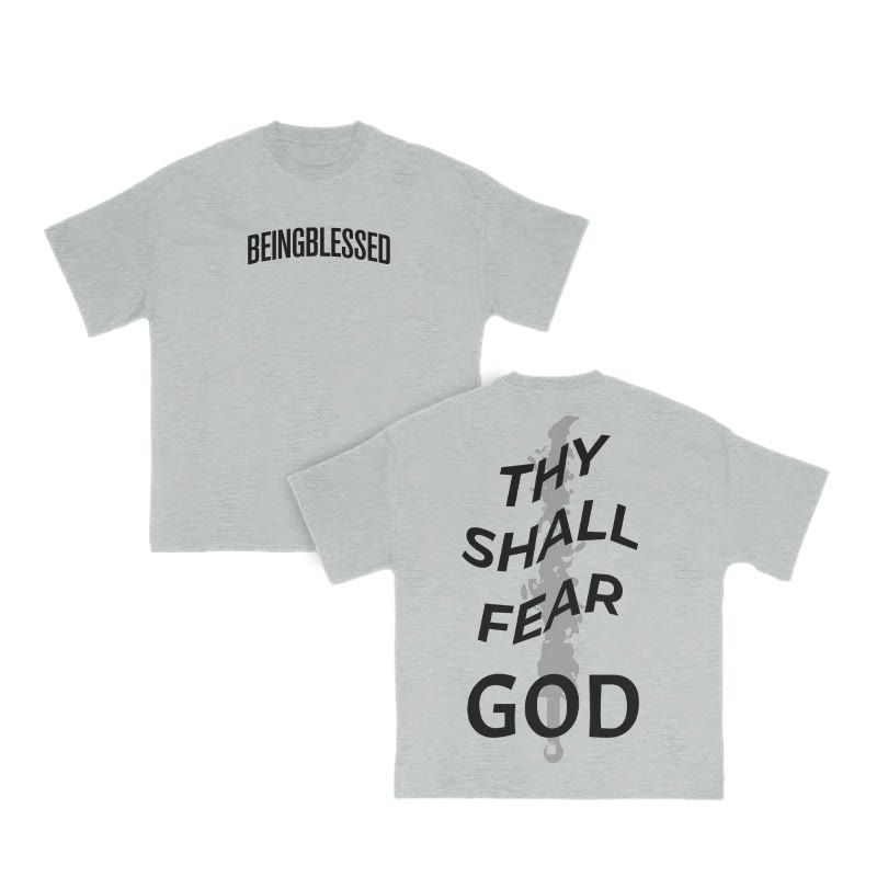 Unisex 100% Cotton Thy Shall Fear God Print T-shirt - Grey - US16-18(2XL) - image 8
