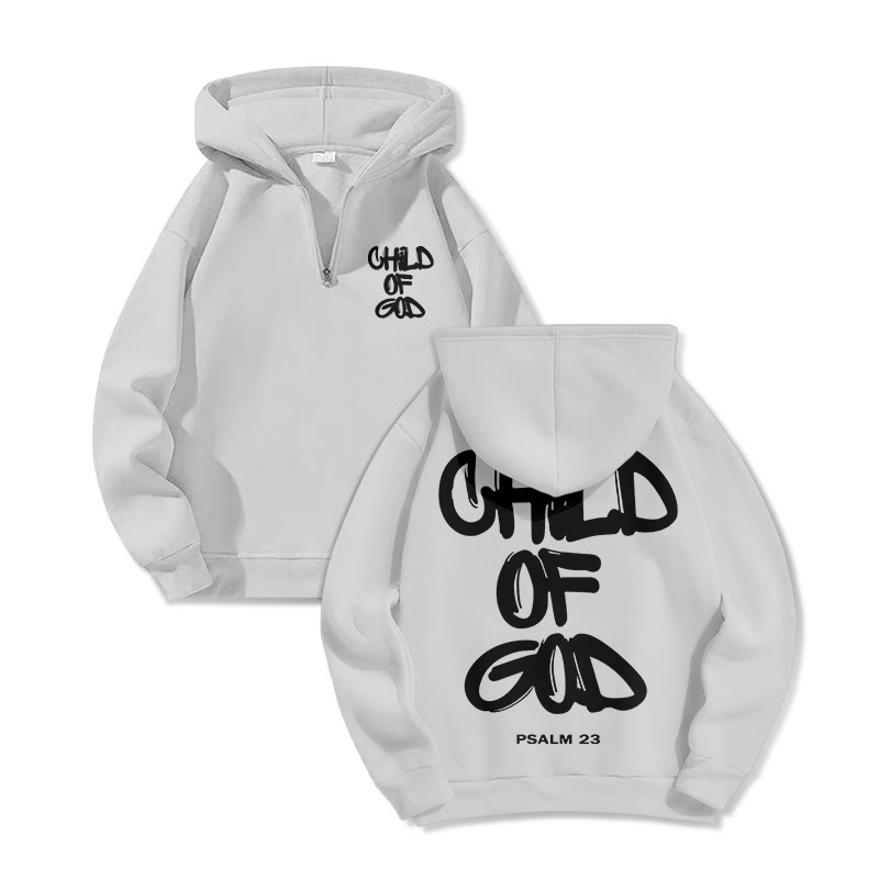 Child Of God Print Half Zip Hoodie - Light Gray - US32-34(5XL) - image 6