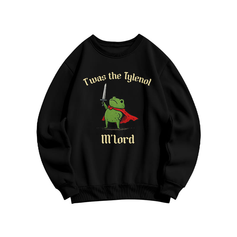 Unisex T'was The Tylenol M'lord Knight Frog Print Sweatshirt - Black - US16-18(2XL) - image 4