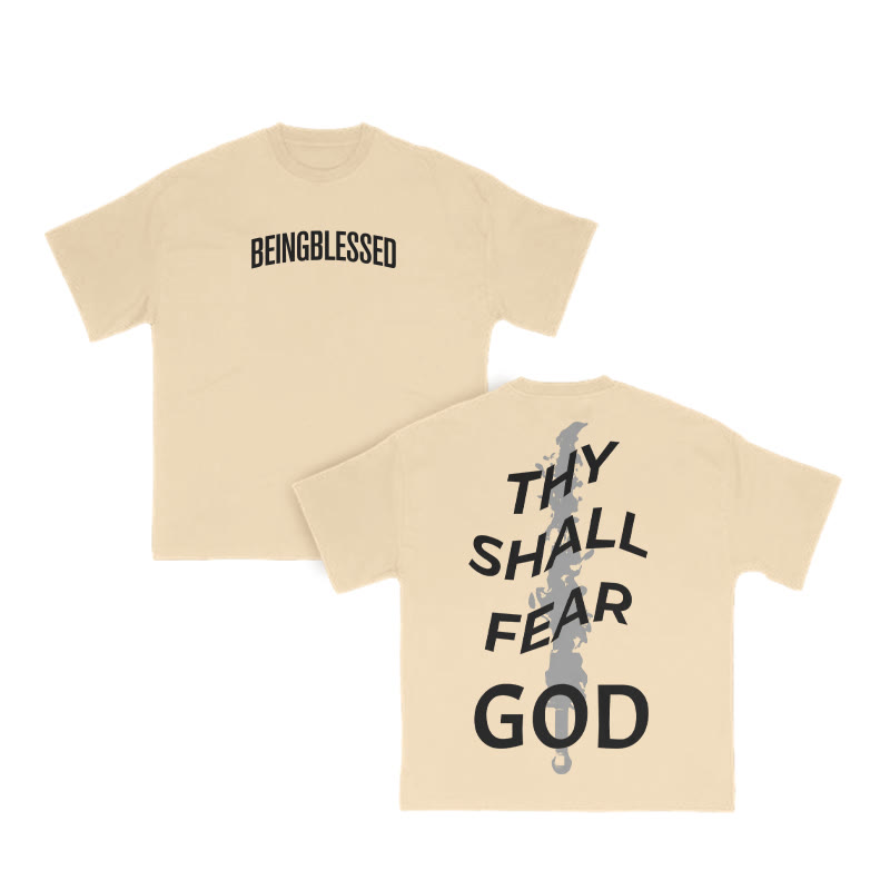Unisex 100% Cotton Thy Shall Fear God Print T-shirt - Apricot - US16-18(2XL) - image 11