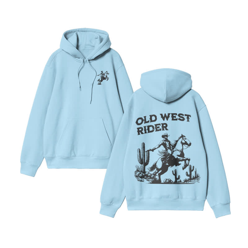 Unisex Old West Rider Print hoodie - Blue - US16-18(2XL) - image 7