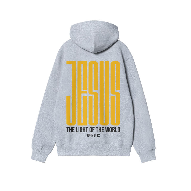 Unisex Jesus The Light Of The World Print Hoodie - Grey - 2XL - image 3
