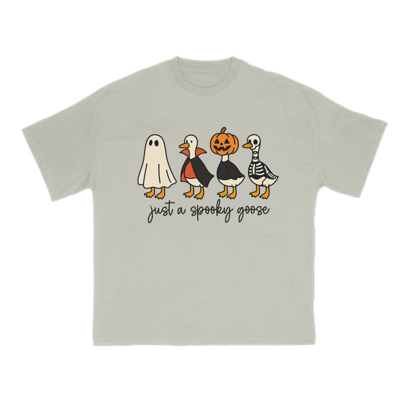 Unisex 100% Cotton Just A Spooky Goose Print T-shirt - Warm Grey - US16-18(2XL) - image 5