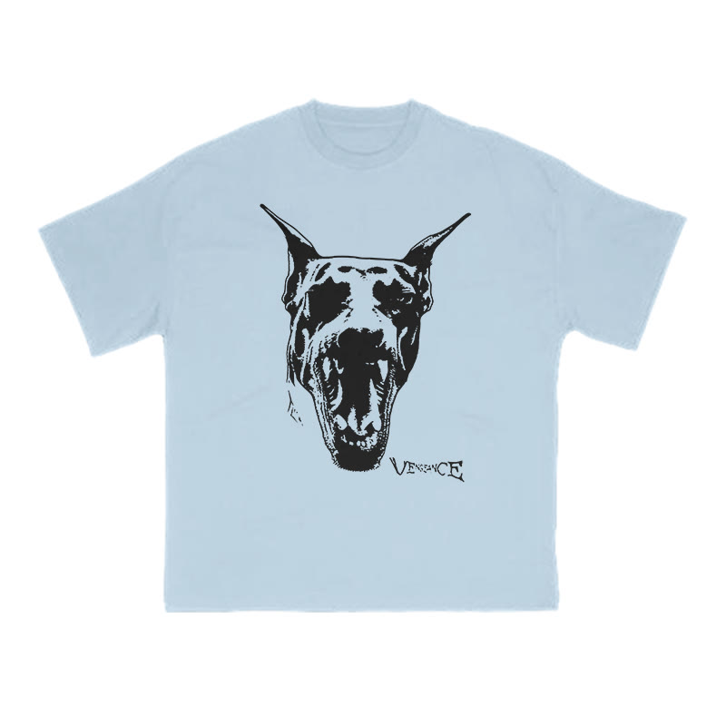 Roaring Doberman Print T-shirt - Light Blue - US16-18(2XL) - image 7