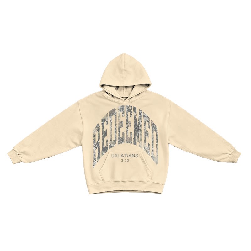 Dead Leaves Camouflage Redeemed Galatians 2:20 Print Causal Hoodie - Apricot - US16-18(2XL) - image 4