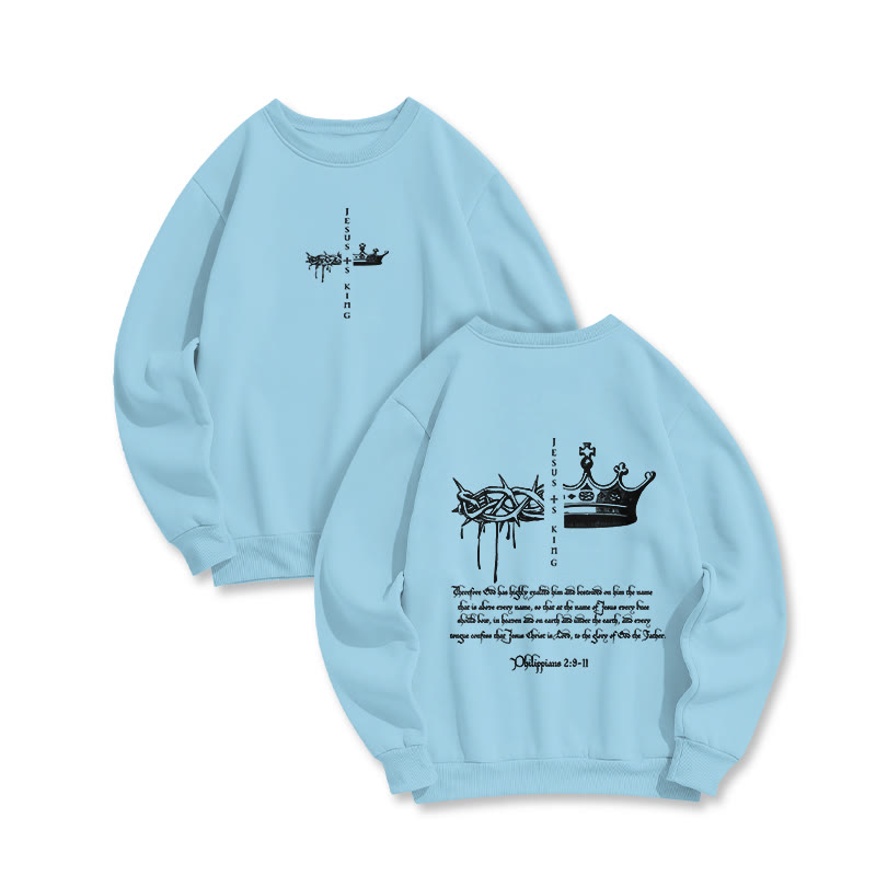 Jesus Is King Print Sweatshirt - Blue - US16-18(2XL) - image 4