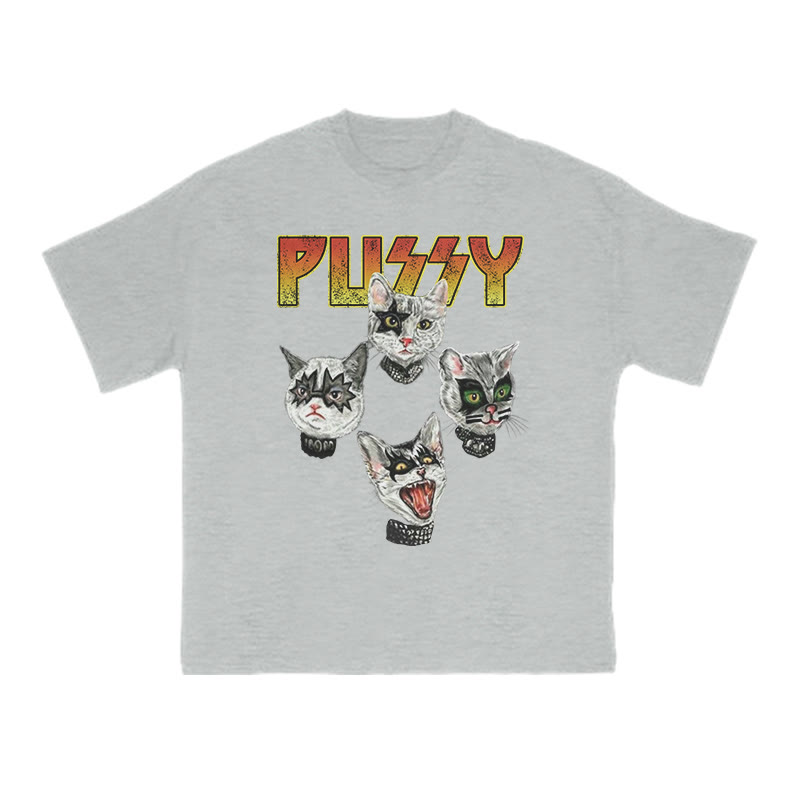 Unisex 100% Cotton Punk Pussy Creative Print T-shirt - Grey - US16-18(2XL) - image 3