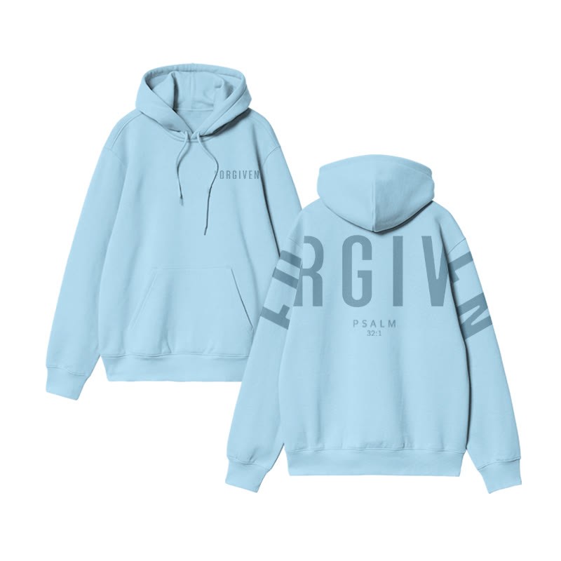 Unisex 100% Cotton Forgiven Psalm 32:1 Print Hoodie - image 8