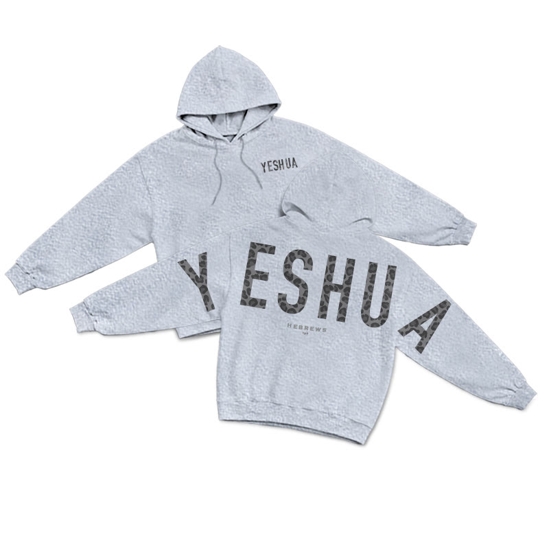 Leopard Design Yeshua Hebrews 13:8 Print Hoodie - Grey - US16-18(2XL) - image 3