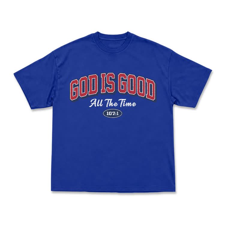 Classic Faith Letter God Is Good Graphic T-Shirt - Blue - US16-18(2XL) - image 7