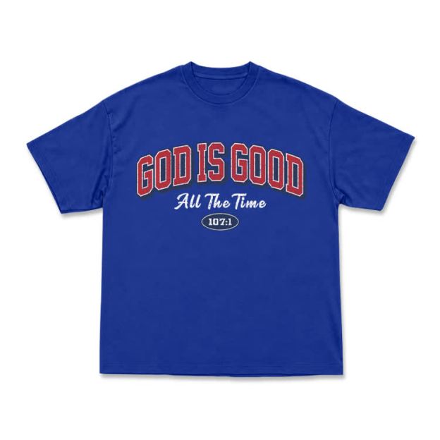 Classic Faith Letter God Is Good Graphic T-Shirt - Blue - US16-18(2XL) - image 7