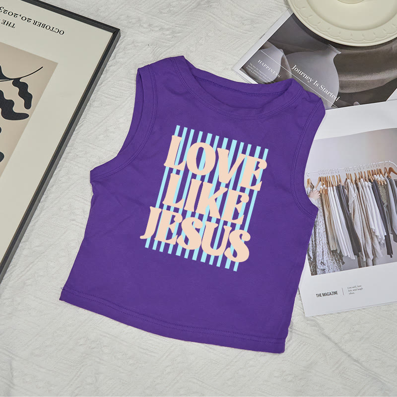 100% Cotton Love Like Jesus Print Sleeveless Tank Top - Purple - US12(L) - image 7