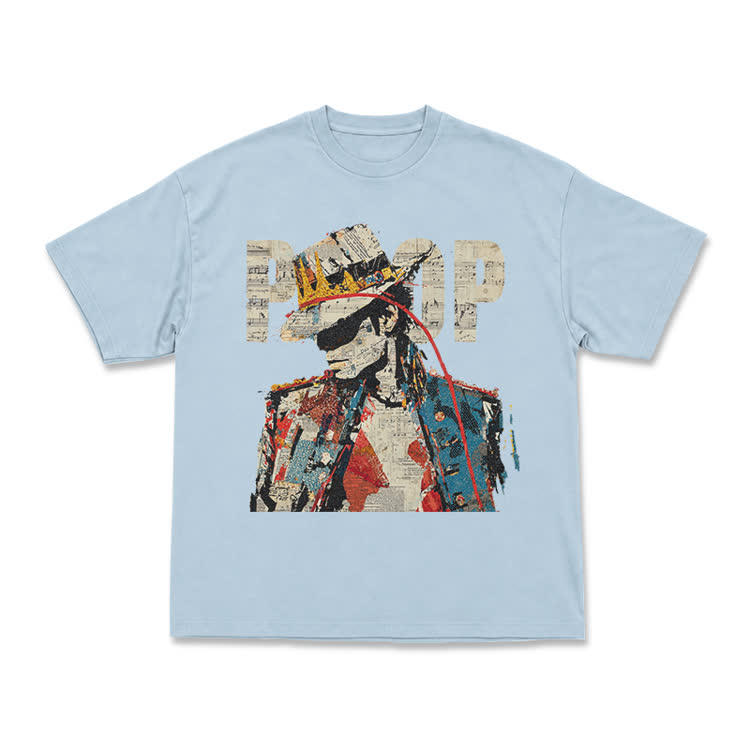 Vintage Art Crown Figure Graphic Print T-Shirt - Light Blue - US16-18(2XL) - image 9