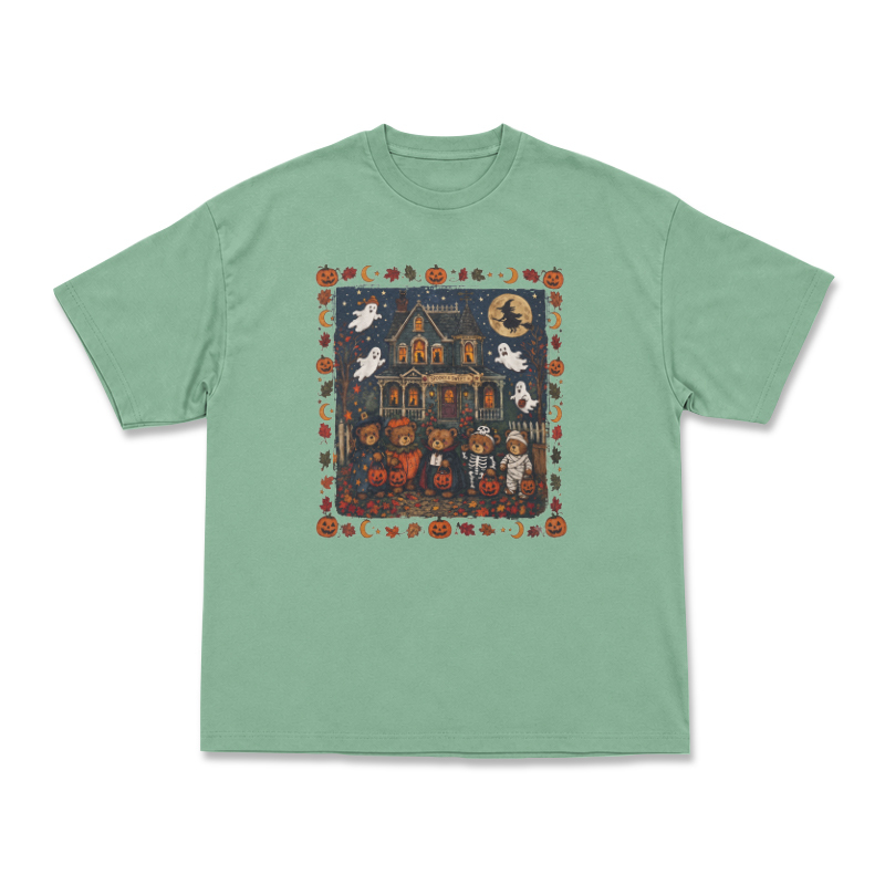 Halloween Haunted House Graphic T-Shirt - Light Green - US16-18(2XL) - image 14