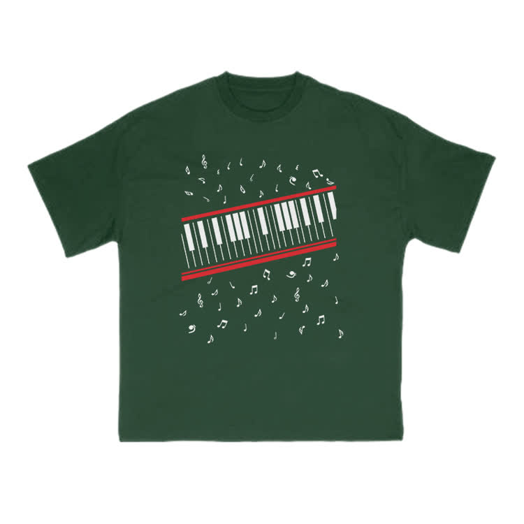 Lovely Piano Musical Note Print T-shirt - Green - US16-18(2XL) - image 7