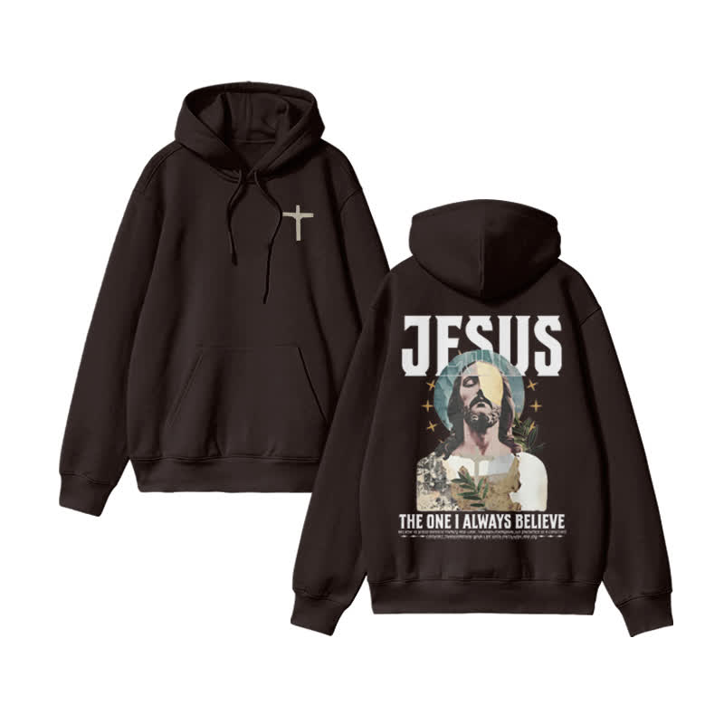 Unisex 100% Cotton Always Believe Jesus Design Print Hoodie - Coffee - US16-18(2XL) - image 4