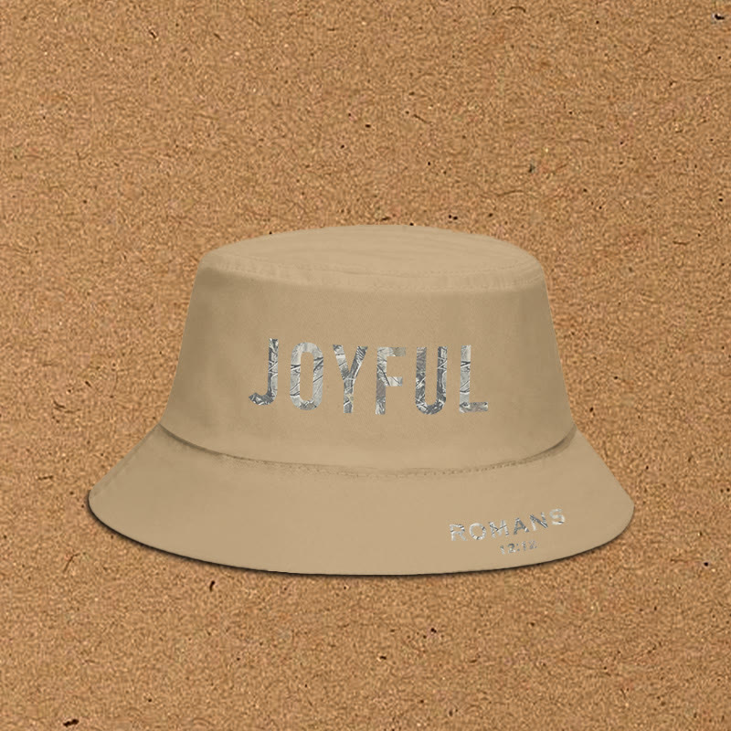 Dead Leaves Camouflage Joyful Romans 12:12 Print Bucket Hat - Khaki - XL(62cm) - image 5