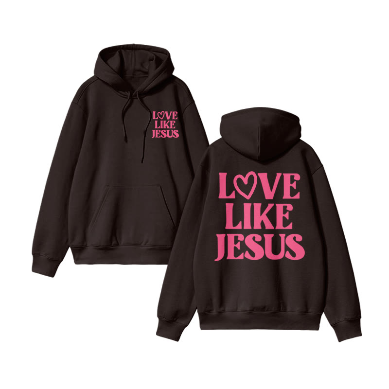 Love Like Jesus Valentine's Day Print Hoodie - Coffee - US16-18(2XL) - image 7