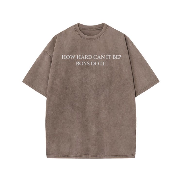 HOW HARD CANIT BE? BOYSDOIT Print Acid Washed T-Shirt - Coffee - US20-22(3XL) - image 6