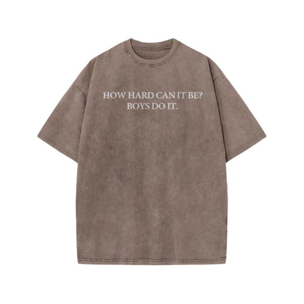 HOW HARD CANIT BE? BOYSDOIT Print Acid Washed T-Shirt - Coffee - US20-22(3XL) - image 6