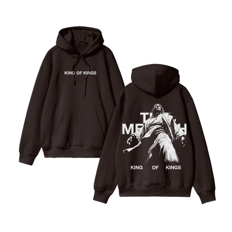 Unisex 100% Cotton Jesus Is King Of Kings Print hoodie - Coffee - US16-18(2XL) - image 5