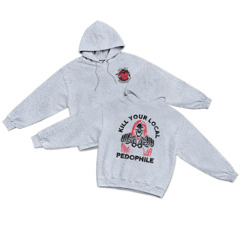 Kill Your Local Pedophile Print Hoodie - Grey - US16-18(2XL) - image 3