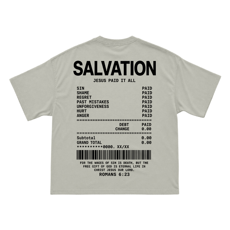 Faith Street Salvation Receipt Print T-Shirt - Warm Grey - US16-18(2XL) - image 5