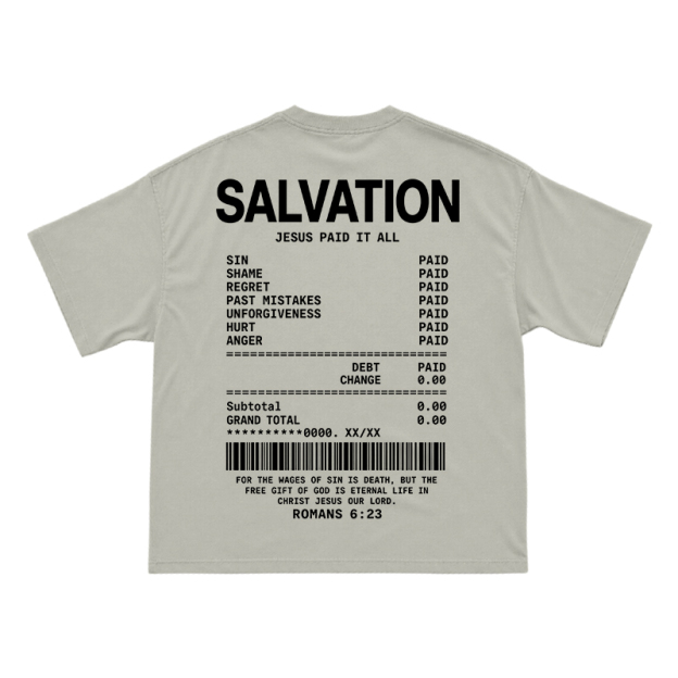Faith Street Salvation Receipt Print T-Shirt - Warm Grey - US16-18(2XL) - image 5