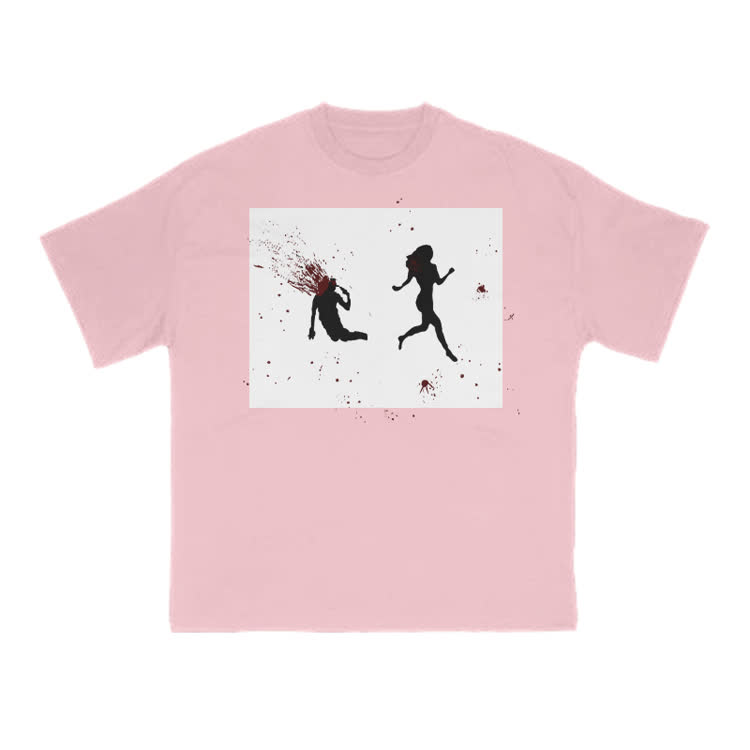 “Run Away”Girl Graphic Cotton Print T-shirt - Pink - US16-18(2XL) - image 11
