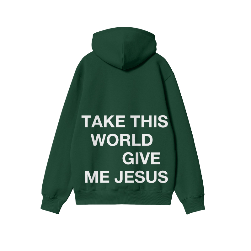 Take This World Give Me Jesus Print Hoodie - Dark Green - US16-18(2XL) - image 7