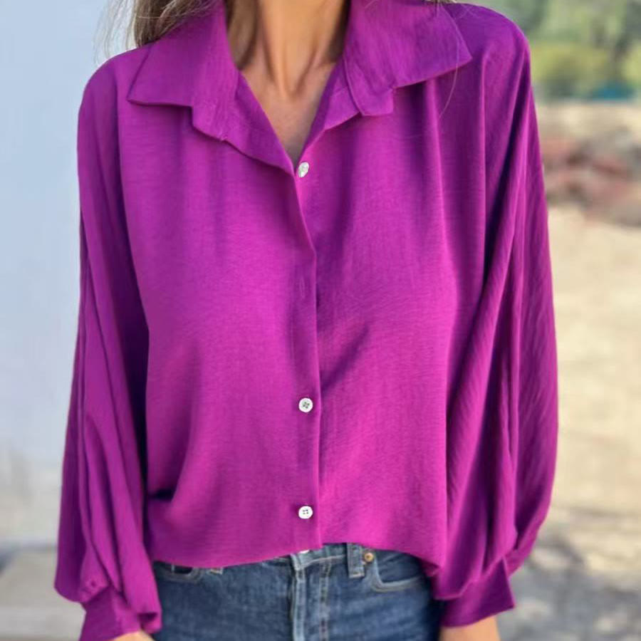 Casual Long Sleeve Lapel Shirt - Purple - 5XL - image 6