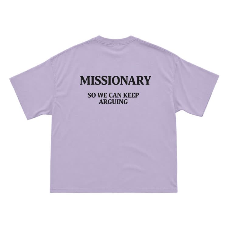 Missionary So We Can Keeparguing Graphic Print T-Shirt - Purple - US16-18(2XL) - image 5
