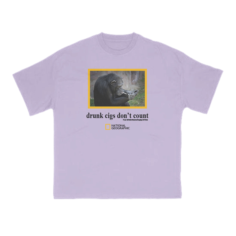 Drunk Cigs Don't Count Print T-shirt - Purple - US16-18(2XL) - image 13