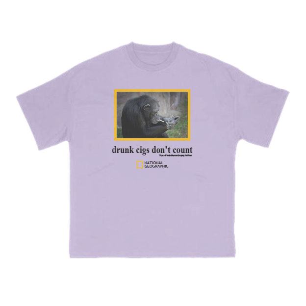 Drunk Cigs Don't Count Print T-shirt - Purple - US16-18(2XL) - image 13