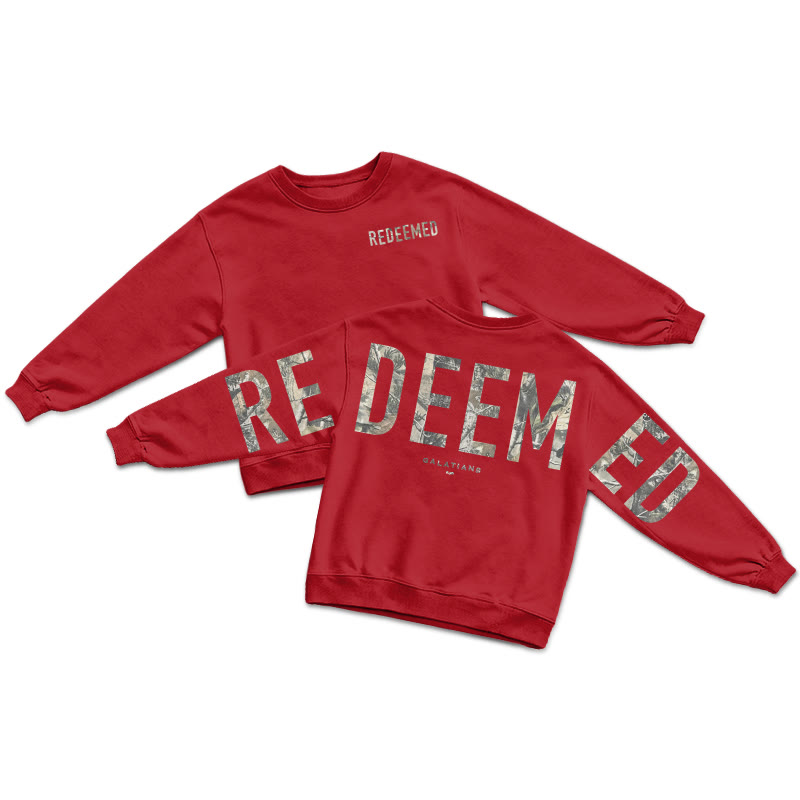 Dead Leaves Camouflage Redeemed Galatians 2:20 Print Sweatshirt - Red - US16-18(2XL) - image 8
