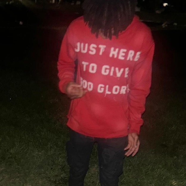 Street Style Just Here To Give God Glory Cross-letter Patch Embroidered Loose Unisex Hoodie