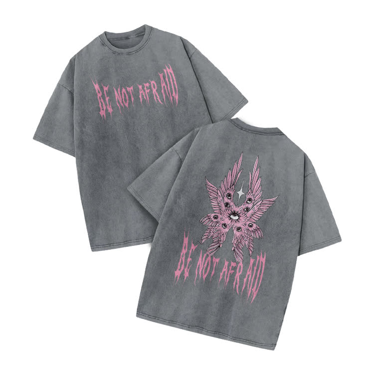 Be Not Afraid Print Acid Washed T-shirt - Grey - US20-22(3XL) - image 3