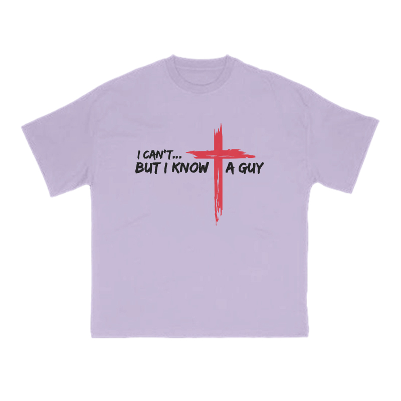 I Can't But I Know A Guy Red Cross Print T-shirt - Purple - US16-18(2XL) - image 12