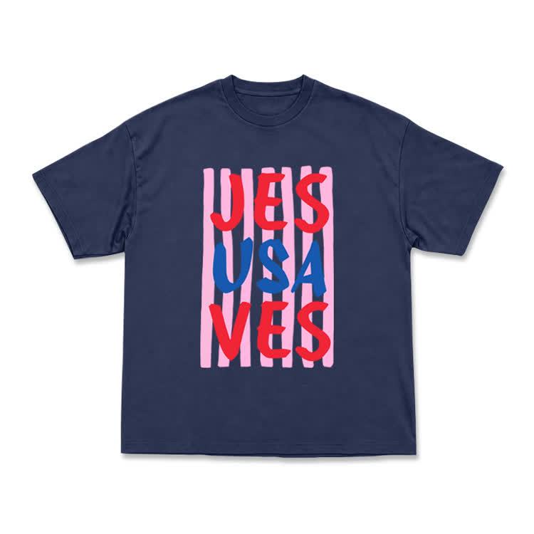 Art Inspired Stripe JESUSAVES Graphic T-Shirt - Navy Blue - US16-18(2XL) - image 8
