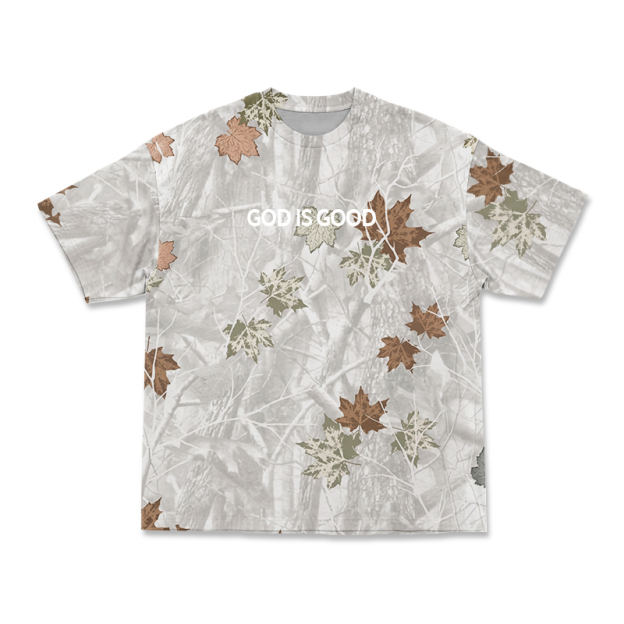 GOD IS GOOD Camo Print T-shirt - Autumn Leaf Camo - 5XL - image 7