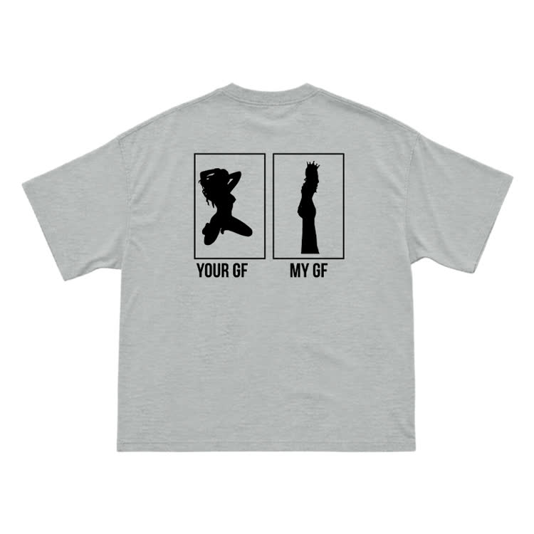 Your GF My GF Statement Short Sleeve T-Shirt - Grey - US16-18(2XL) - image 6