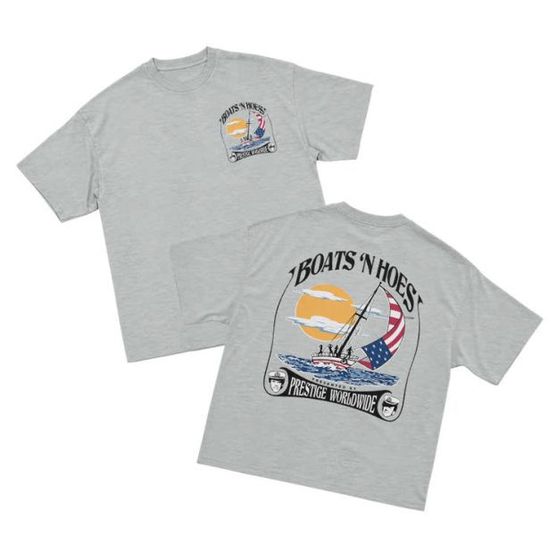 Vintage Sail Sunset Graphic Crew Neck T-Shirt - Grey - US16-18(2XL) - image 4