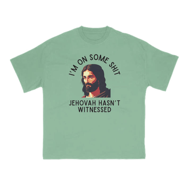 JEHOVAH HASN'T WITNESSED Print T-shirt - Light Green - US16-18(2XL) - image 9
