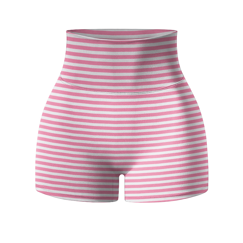 Classic Stripe Seam Detail High Waist Yoga Shorts - image 3