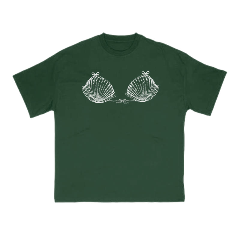Funny Seashell Bikini Print T-shirt - Green - US16-18(2XL) - image 9