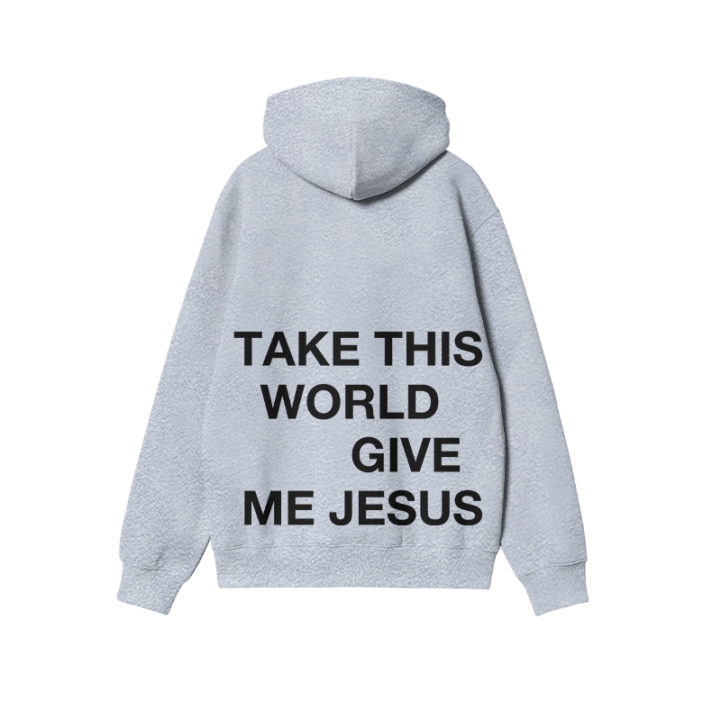 Take This World Give Me Jesus Print Hoodie - Grey - US16-18(2XL) - image 4